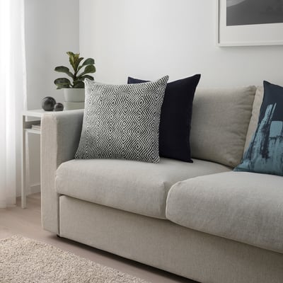 DAMMOTT Cushion cover, dark gray/off-white, 20x20 "