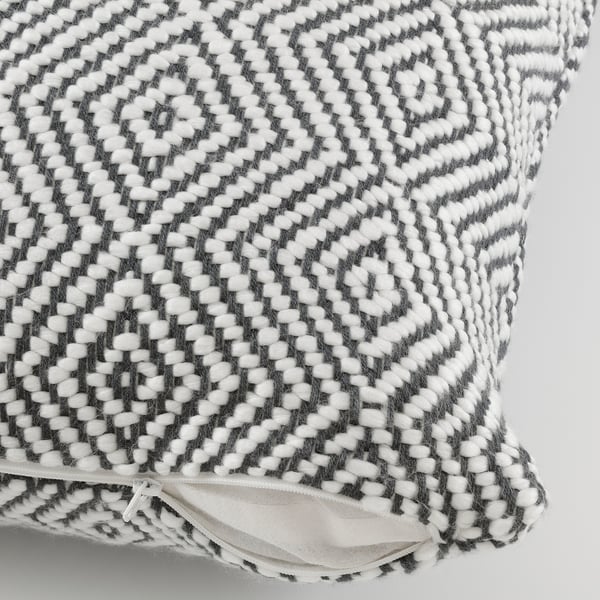 DAMMOTT Cushion cover, dark gray/off-white, 26x26 "