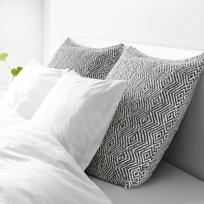 DAMMOTT Cushion cover, dark gray/off-white, 26x26 "