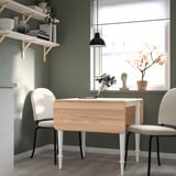 DANDERYD / EBBALYCKE Table and 2 chairs, oak veneer white/Idekulla beige, 29 1/8/52 3/4x31 1/2 "