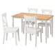 DANDERYD / INGOLF Table and 4 chairs, oak veneer white/white, 51 1/8x31 1/2 "