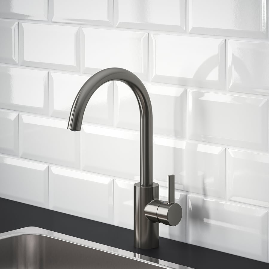 DELSJÖN kitchen faucet, pewter effect - IKEA