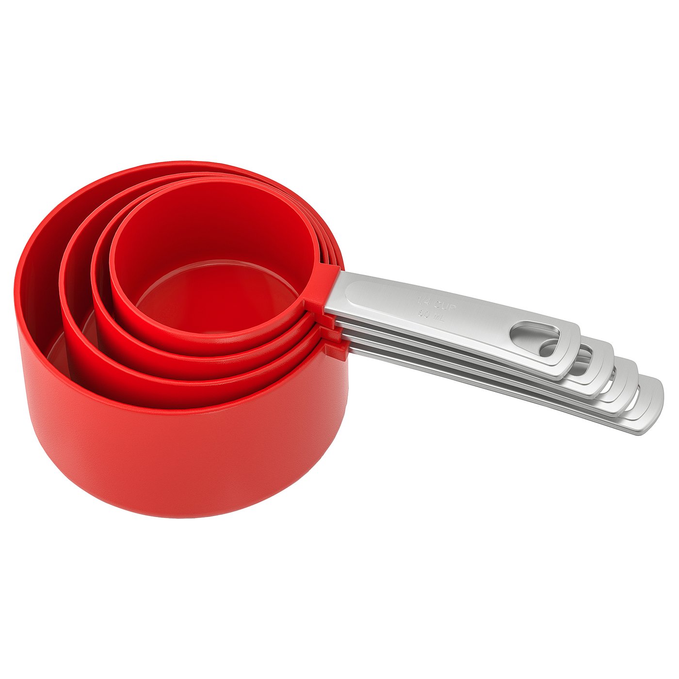 DESSERT Measuring cups, set of 4 - red/stainless steel