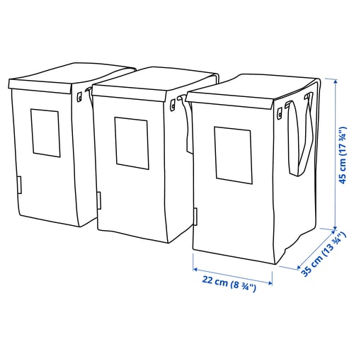 DIMPA Recycling bag, white/dark gray/light gray, 8 5/8x13 3/4x17 3/4 "/9 gallon