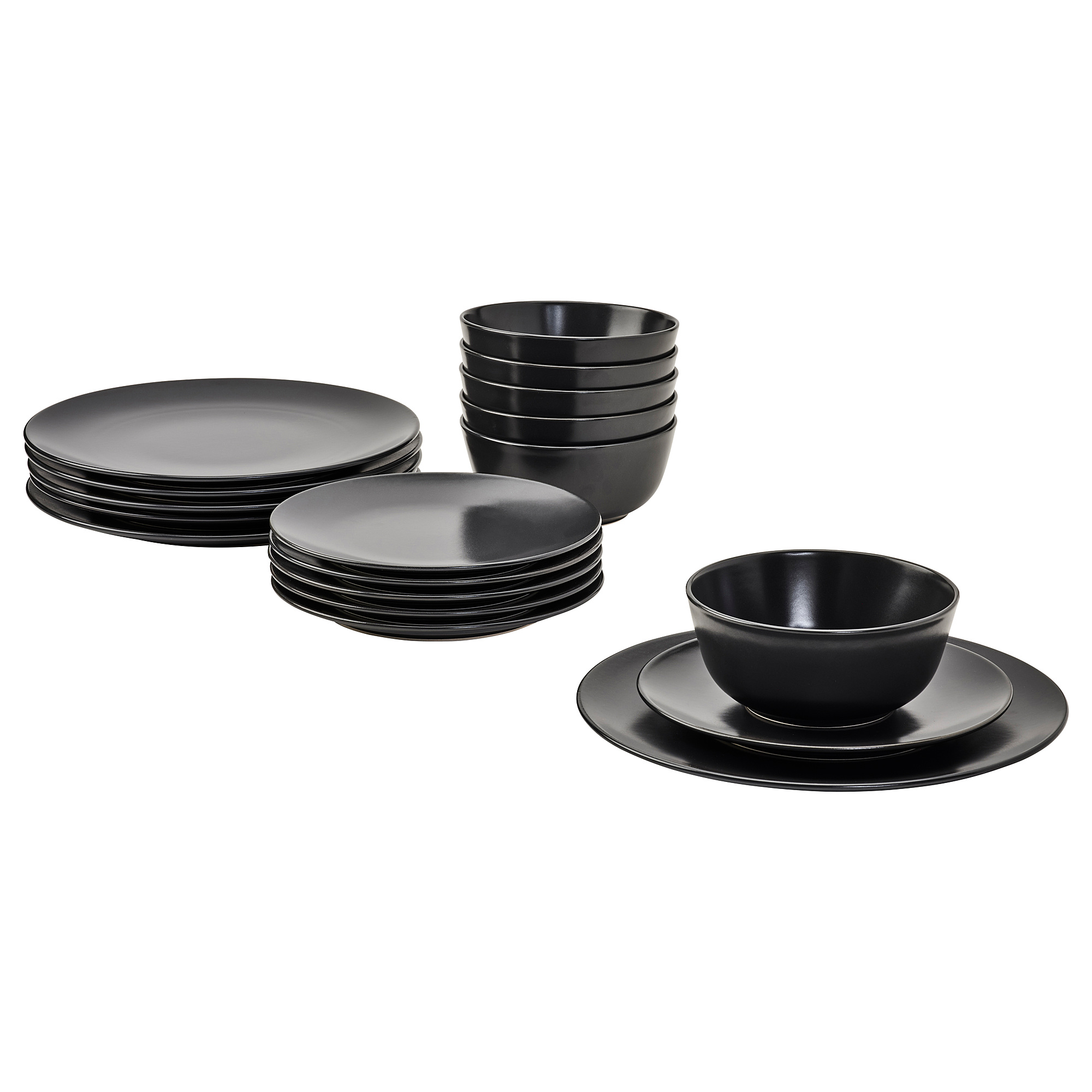 DINERA 18piece dinnerware set, dark gray IKEA