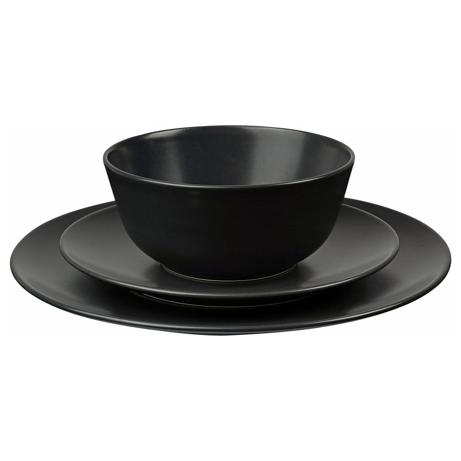 DINERA 18-piece dinnerware set, dark gray - IKEA