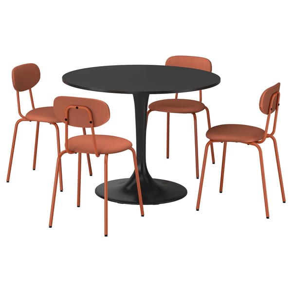 DOCKSTA / ÖSTANÖ Table and 4 chairs, black black/Remmarn red-brown, 40 1/2 "