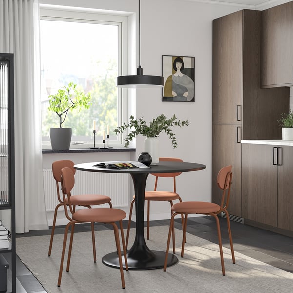 DOCKSTA / ÖSTANÖ Table and 4 chairs, black black/Remmarn red-brown, 40 1/2 "