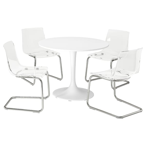 Lee Tweede leerjaar Politiebureau DOCKSTA / TOBIAS Table and 4 chairs, white white/transparent chrome plated,  401/2" - IKEA