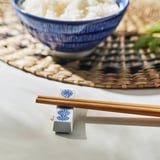 DOLKFISK Chopstick holder, set of 4, patterned/blue