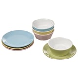 DUKTIG 8-piece plate/bowl playset, mixed colors