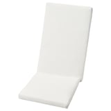 Depicts a white DUVHOLMEN chair cushion with a smooth surface and a rectangular shape.