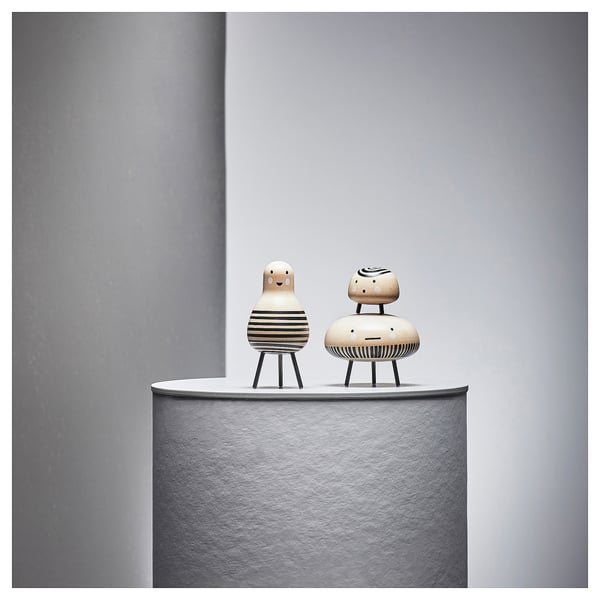DVÄRGTALL Decorative figure, set of 3, solid wood/black