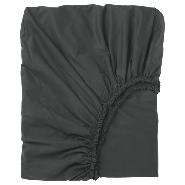 DVALA fitted sheet, black, Twin IKEA