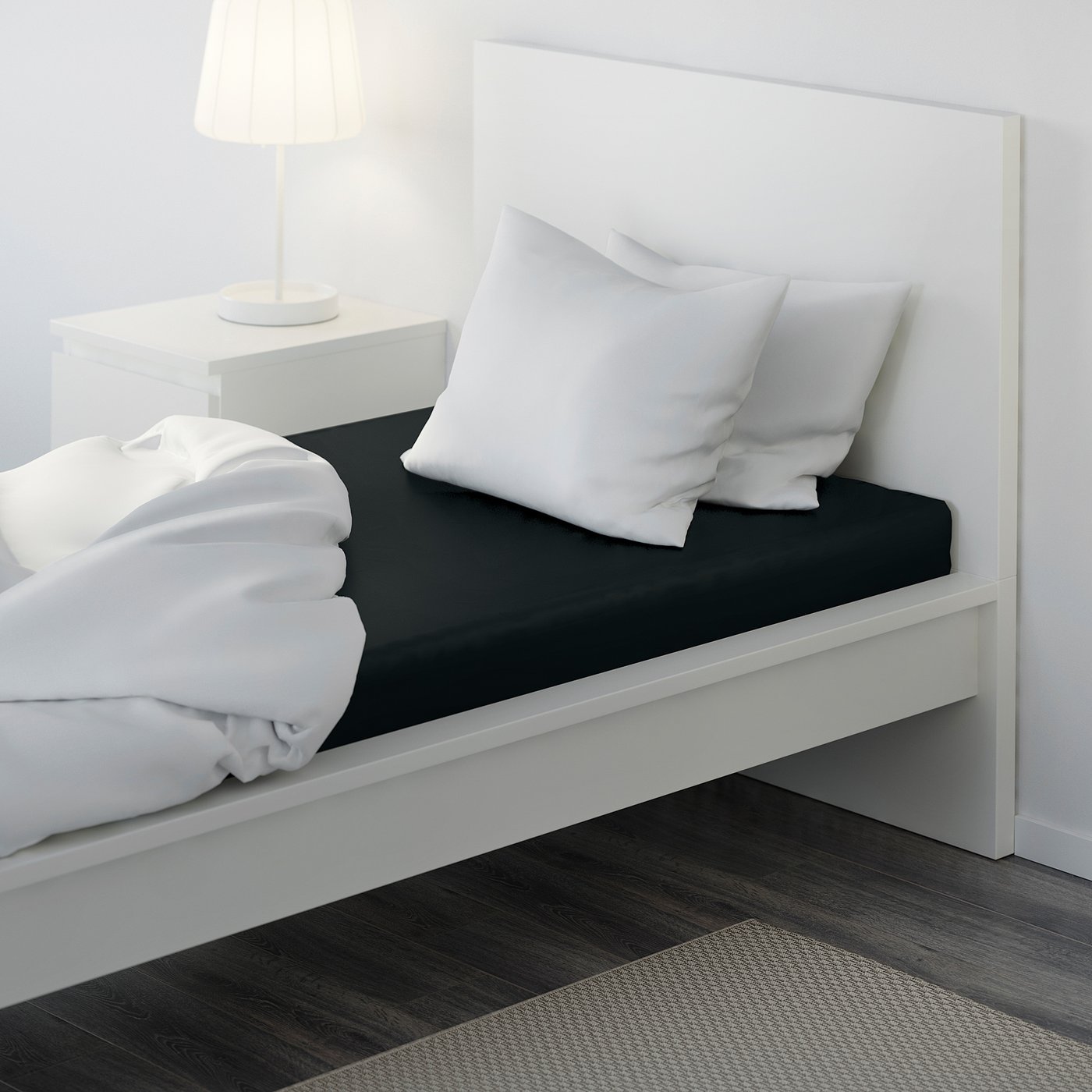 DVALA Fitted sheet, black, Twin IKEA