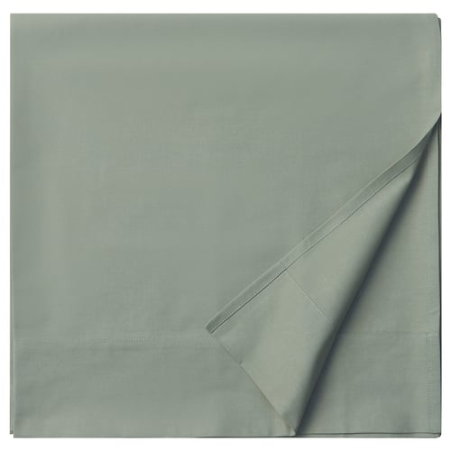 A light green DVALA flat sheet in rectangular shape, made of soft cotton, with simple hem stitching design.