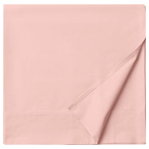 This image a DVALA light pink flat sheet made of 100% cotton, displayed flat with a folded corner.