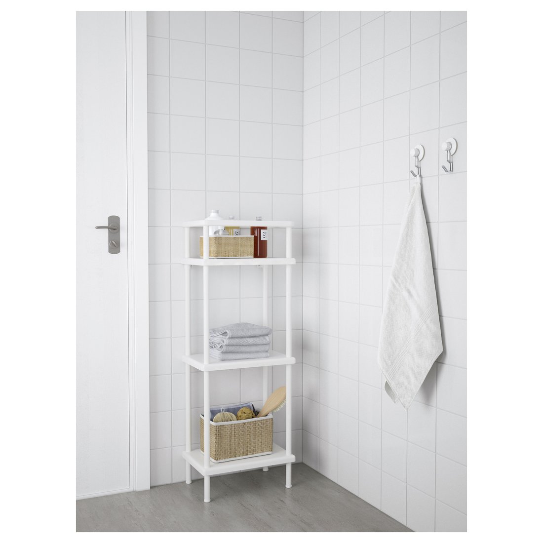 DYNAN Shelf unit with towel rail, white, 15 3/4x10 5/8x42 1/2" IKEA