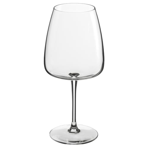 Clear DYRGRIP wine glass with round bowl, thin stem, and shiny lustre.