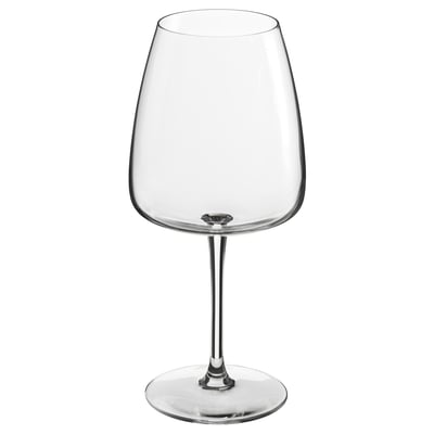 Clear DYRGRIP wine glass with round bowl, thin stem, and shiny lustre.