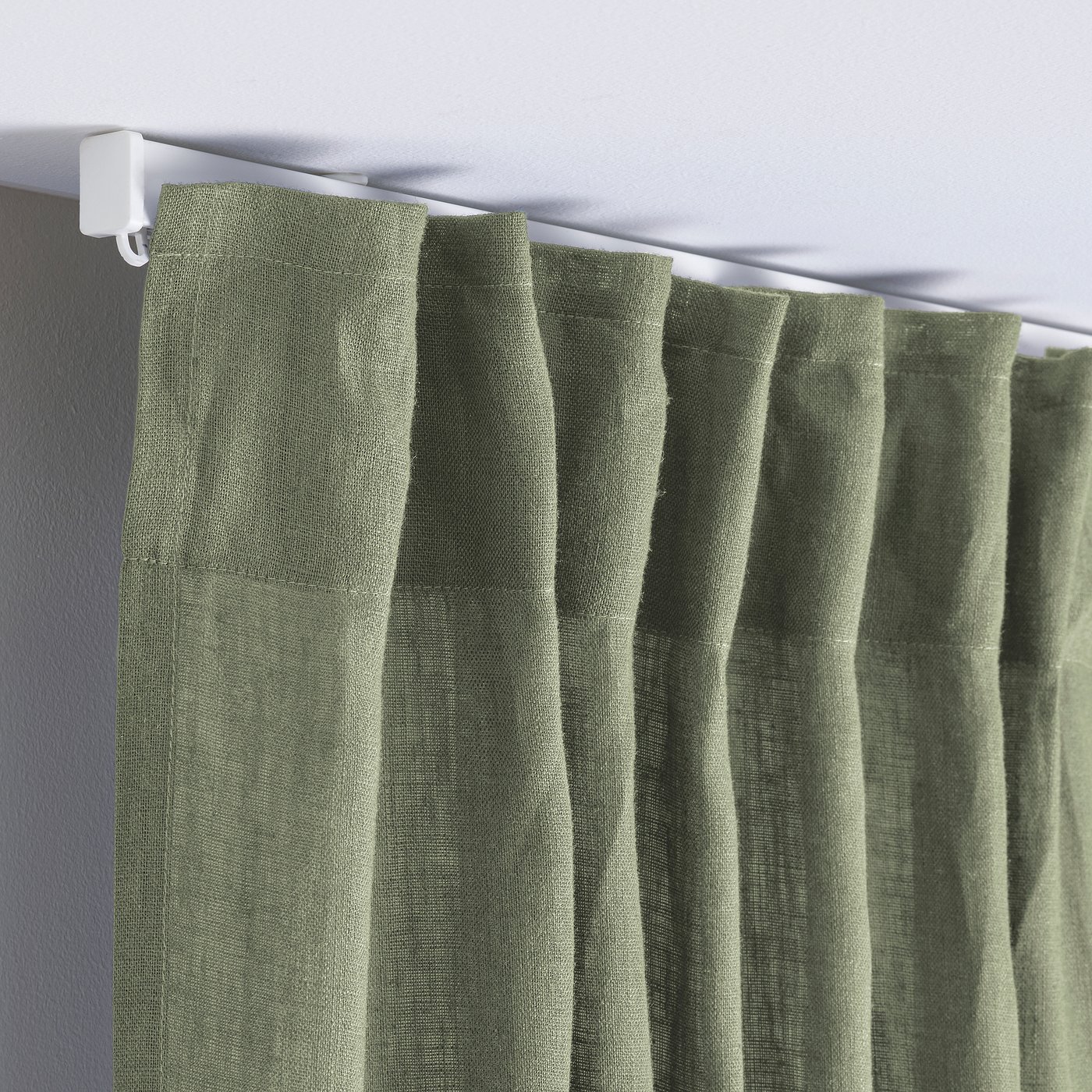 DYTÅG curtains, 1 pair, gray-green/with heading tape, 57x98