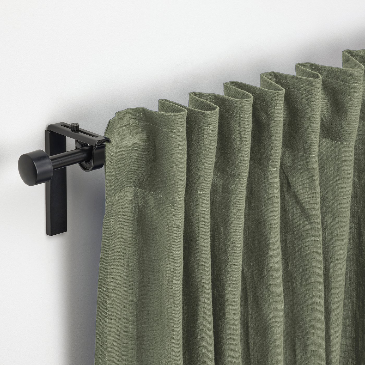DYTÅG curtains, 1 pair, gray-green/with heading tape, 57x98