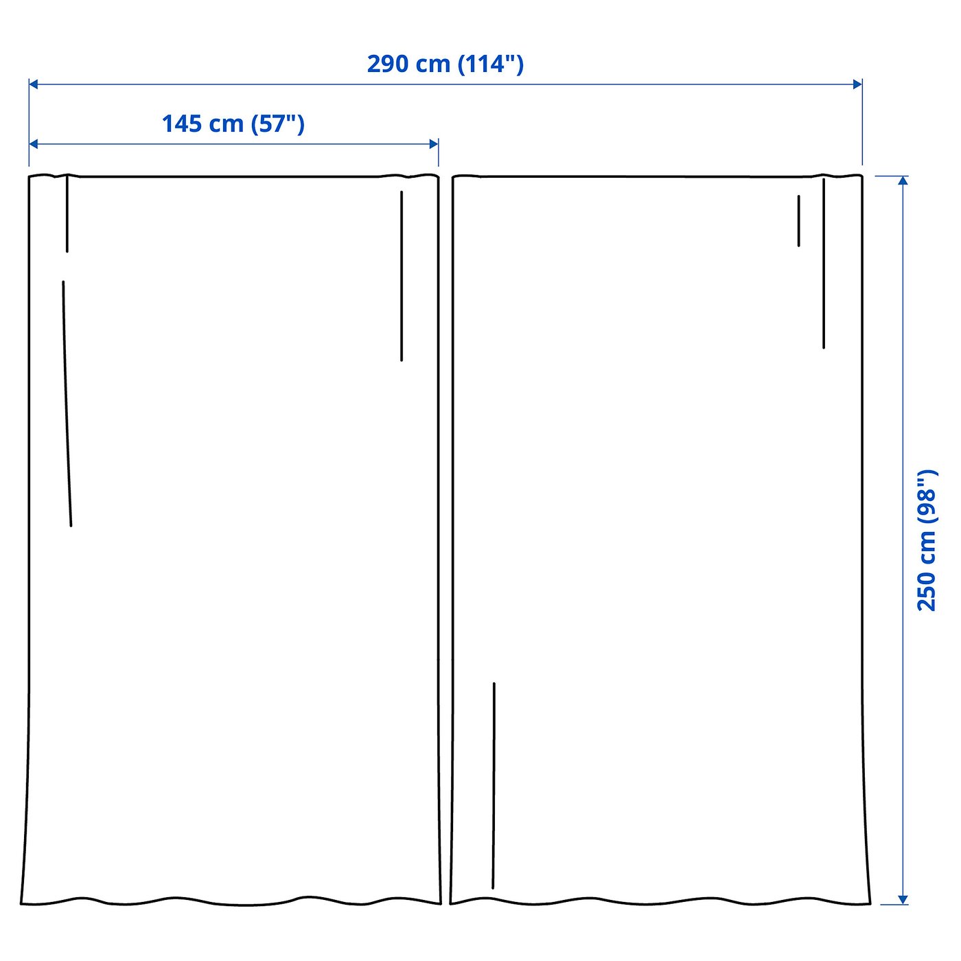 DYTÅG ディトーグ カーテン2組(4枚), ホワイト DYTÅG curtains, 1 pair, white/with heading tape, 57x98