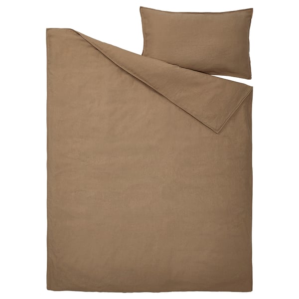 DYTÅG duvet cover and pillowcase(s), dark beige, Twin IKEA