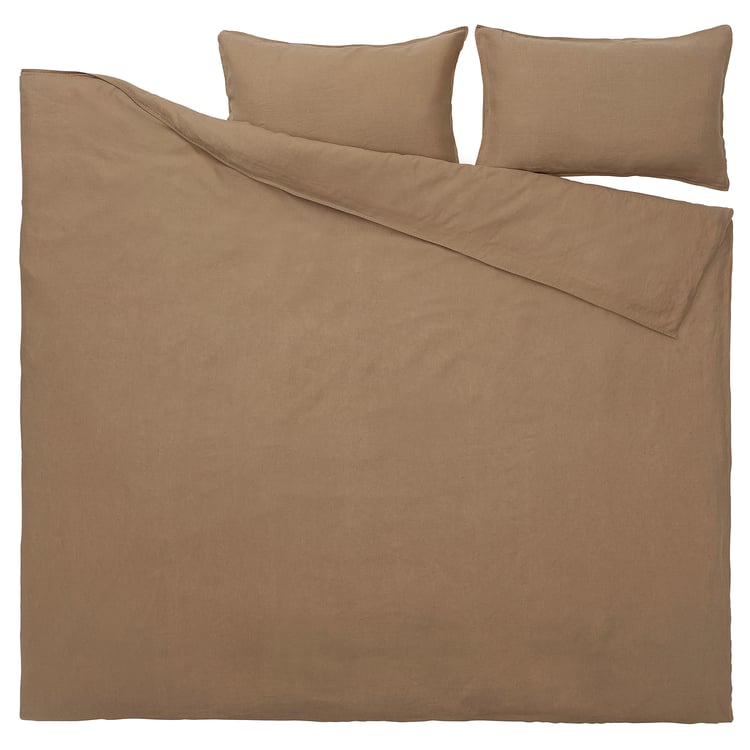 DYTÅG duvet cover and pillowcase(s), dark beige, Full/Queen (Double