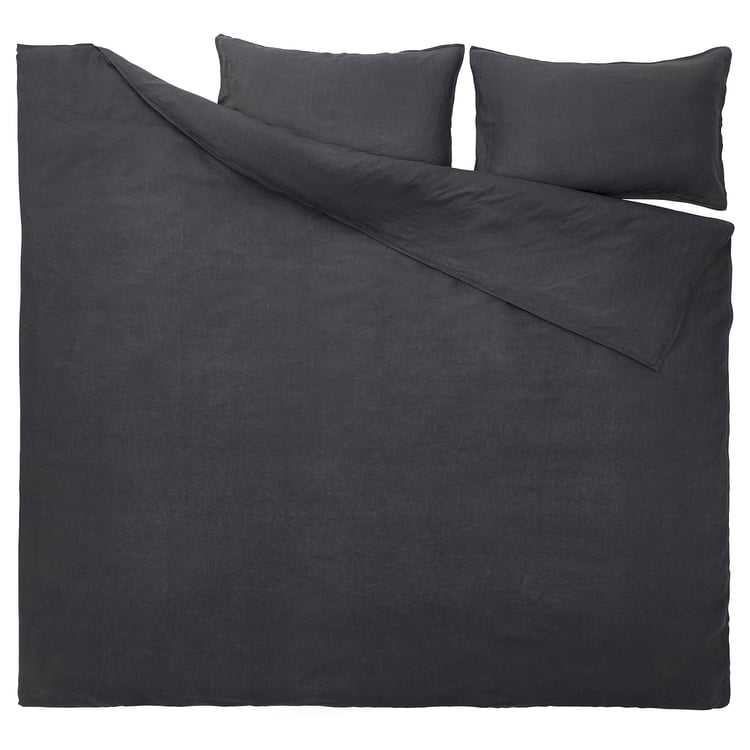 DYTÅG duvet cover and pillowcase(s), dark gray, Full/Queen (Double/Queen) IKEA