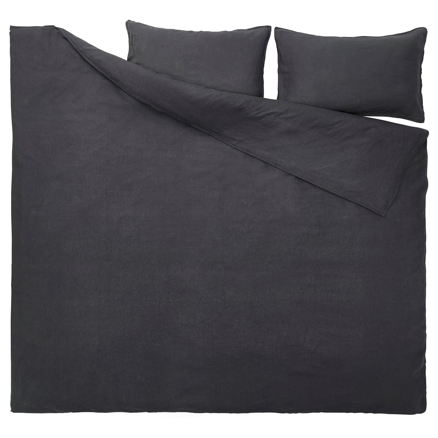 DYTÅG duvet cover and pillowcase(s), dark gray, King IKEA