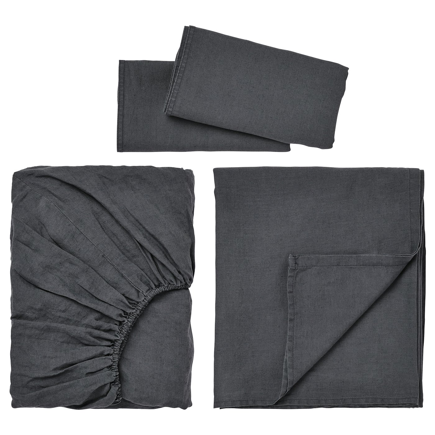 DYTAG ディトーグ*3 DYTÅG sheet set, dark gray, Full/Double - IKEA US