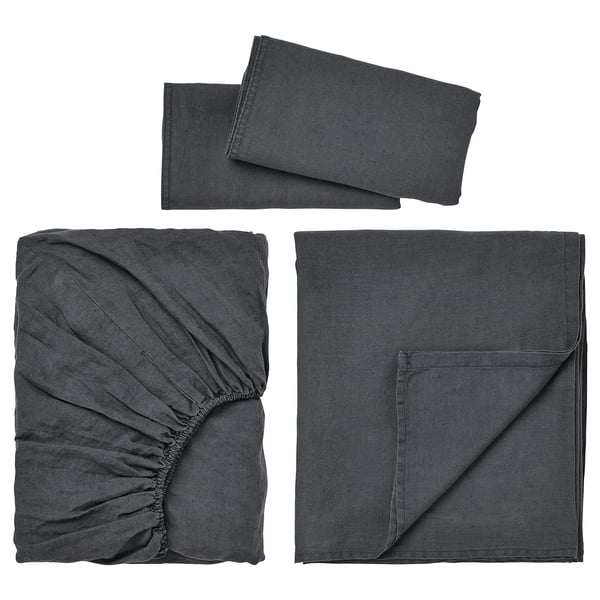 DYTÅG Sheet set, dark gray, Queen