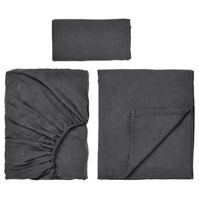 DYTÅG Sheet set, dark gray, Twin