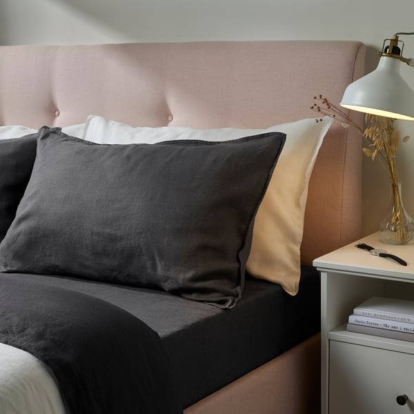 DYTÅG Sheet set, dark gray, Queen
