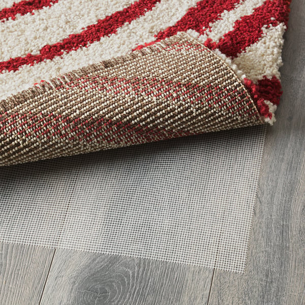 Eivor Cirkel Rug High Pile White Red Ikea