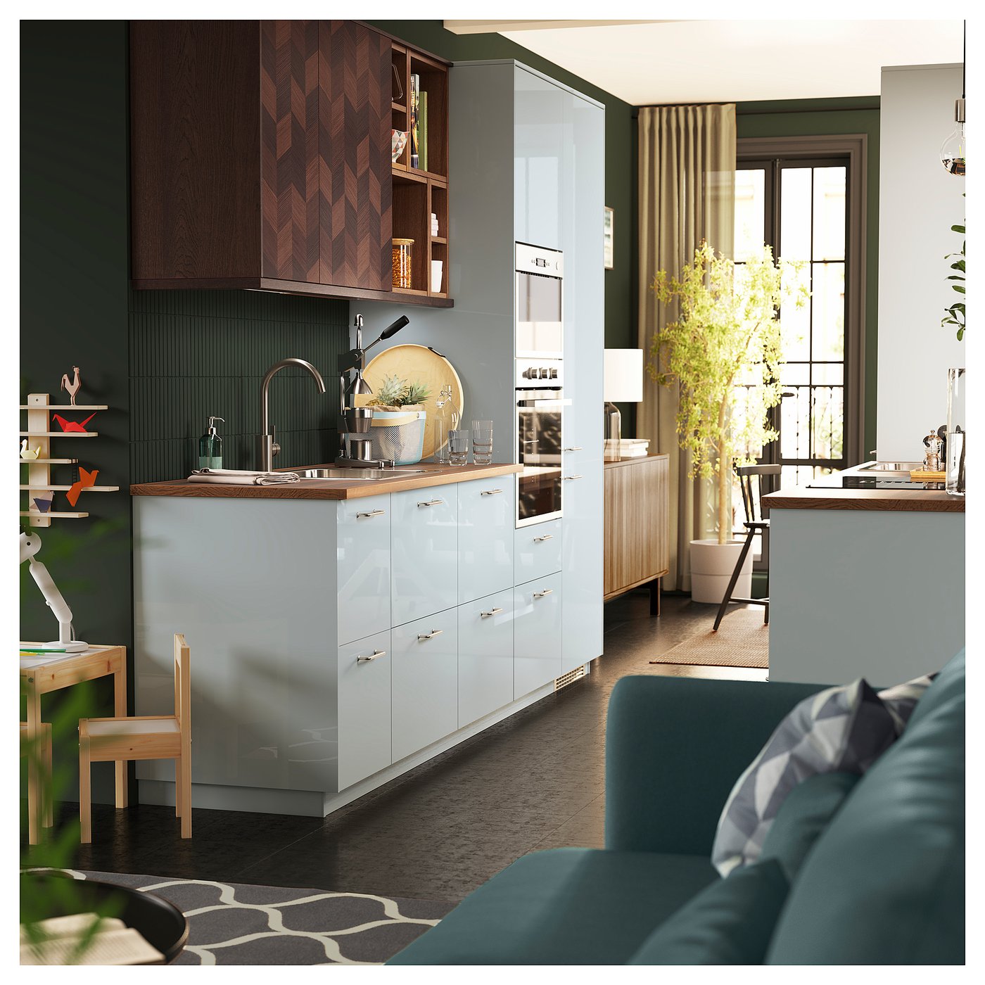 EKBACKEN countertop, brown walnut effect/laminate, 74x11/8