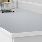 EKBACKEN Countertop, double-sided, with white edge light gray/white/laminate, 74x1 1/8 "