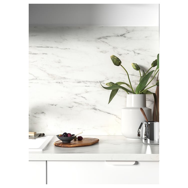 EKBACKEN Countertop, white marble effect, laminate, 74x1 1/8" IKEA
