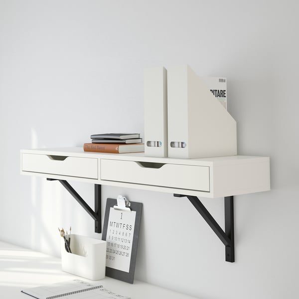 EKBY ALEX Shelf with drawers white IKEA