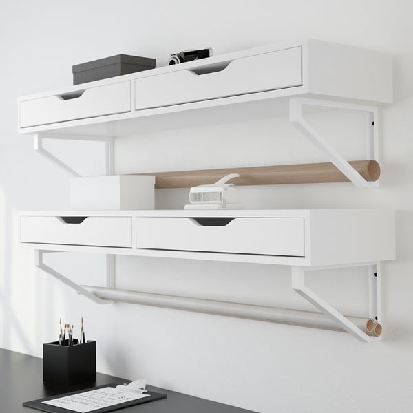 Ekby Alex Shelf With Drawers White Ikea
