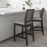 EKEDALEN Bar stool with backrest, dark brown/Orrsta light gray, 24 3/8 "