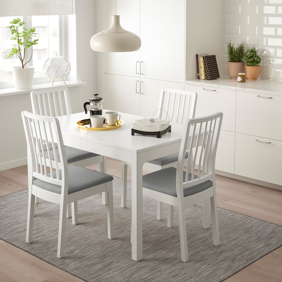 EKEDALEN / EKEDALEN table and 4 chairs, white/Orrsta light gray, 471/4