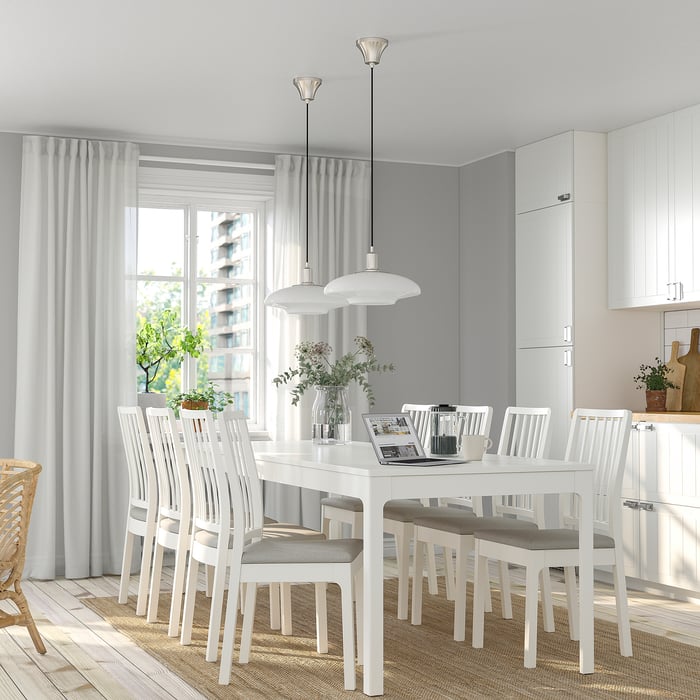 EKEDALEN / EKEDALEN table and 8 chairs, white white/Orrsta light gray