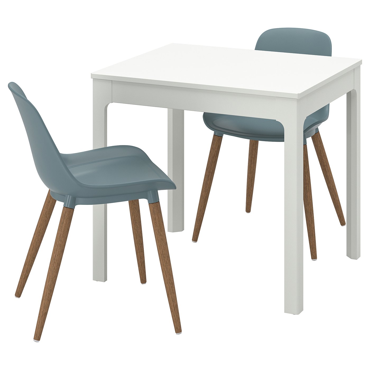 EKEDALEN / GRÖNSTA table and 2 chairs, white/gray-turquoise, 311/2