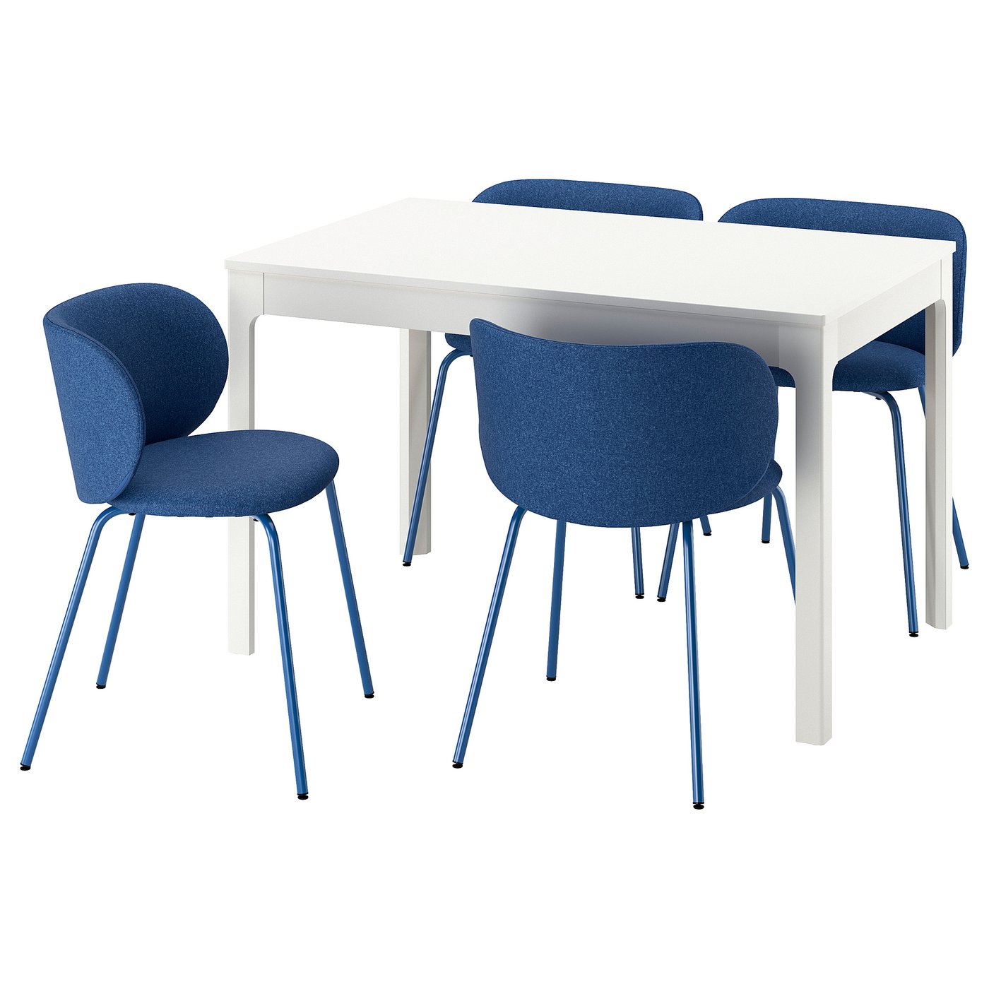 EKEDALEN / KRYLBO table and 4 chairs, white/Tonerud blue, 471/4