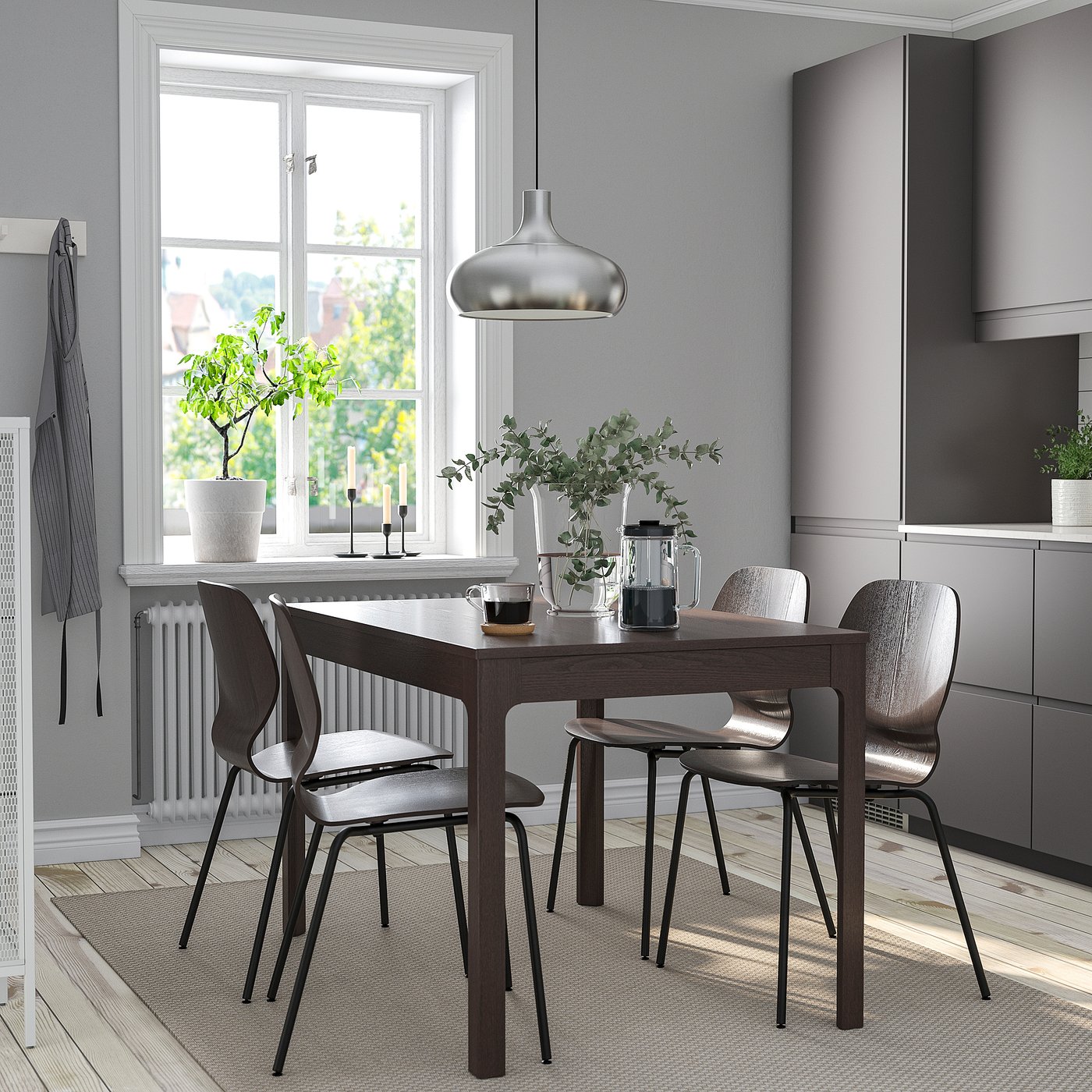 EKEDALEN SIGTRYGG table and chairs, dark brown/dark brown