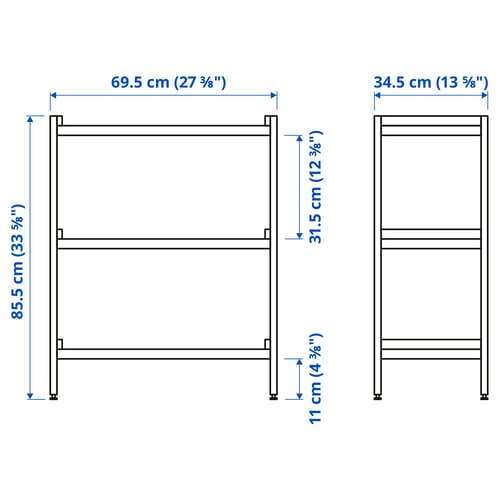 EKENABBEN Open shelf unit, aspen/blue, 27 1/2x13 3/8x33 7/8 "