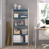 EKENABBEN Open shelf unit, aspen/blue, 27 1/2x13 3/8x60 5/8 "