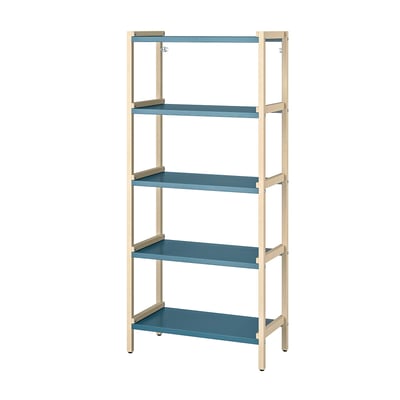 EKENABBEN Open shelf unit, aspen/blue, 27 1/2x13 3/8x60 5/8 "